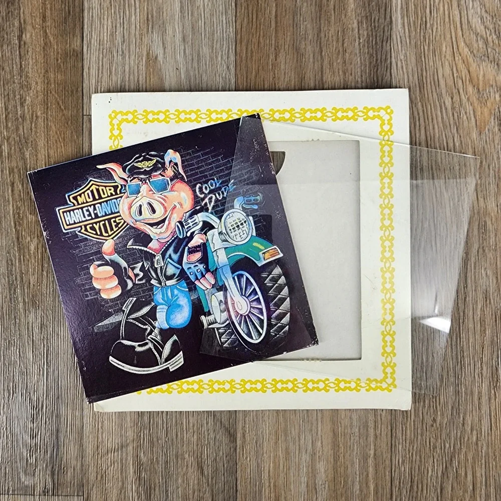 Vintage 80s Carnival Prize Glass Harley-Davidson HOG 8x8
